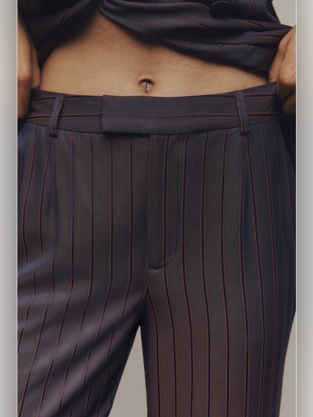 Anthropologie Maeve Cocktail Hour Stripe Suiting Trouser Pants Purple Brown Sz 6 - Picture 2 of 13